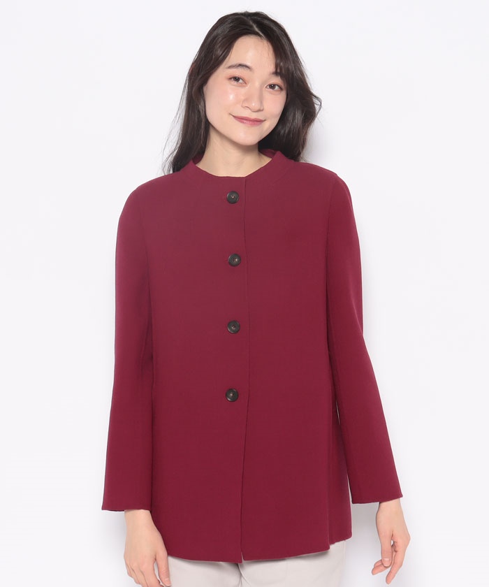 ゆったりサイズleilian レリアンノーカラージャケット MANIGLIA