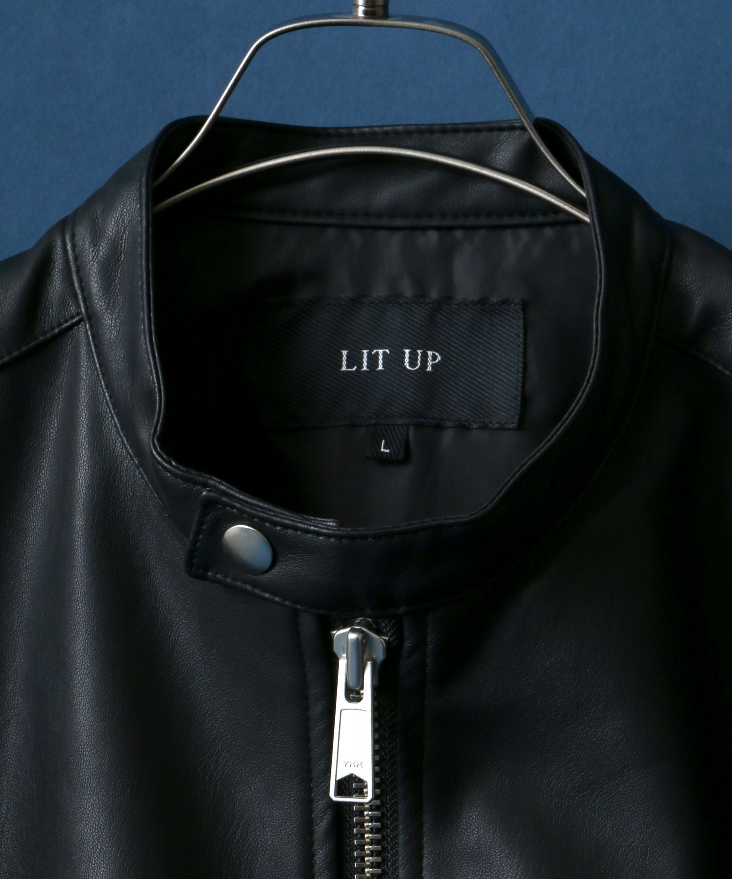 LIT UP ブラックレザー シングルライダースジャケット LIT UP ブラックレザー シングルライダースジャケット