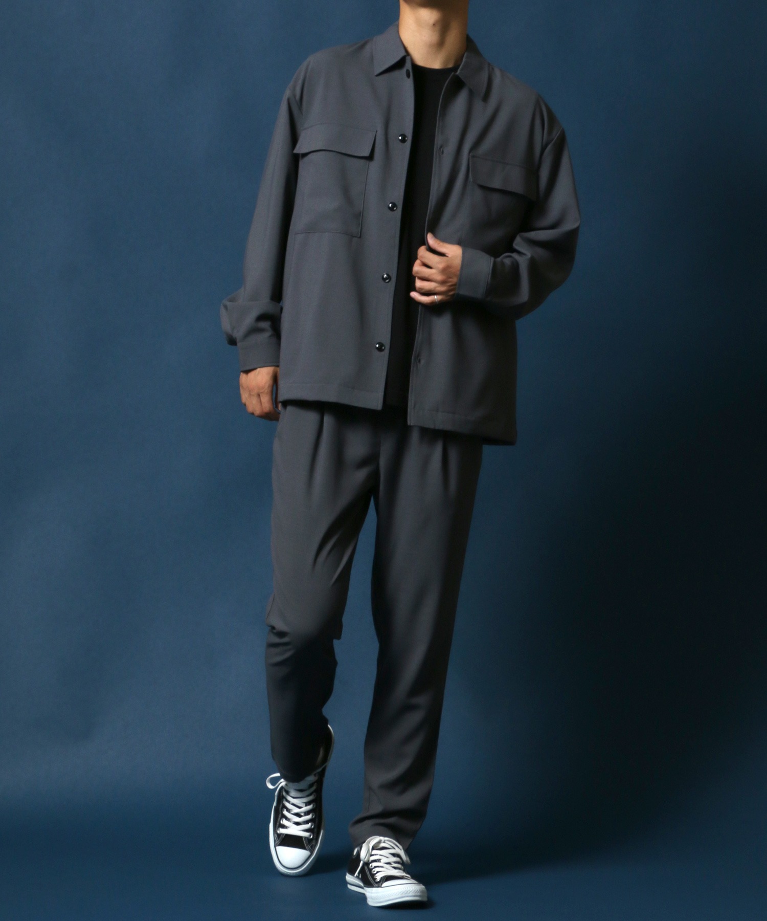 ANPAS】セットアップ CPOシャツジャケット&タックワイドテーパード