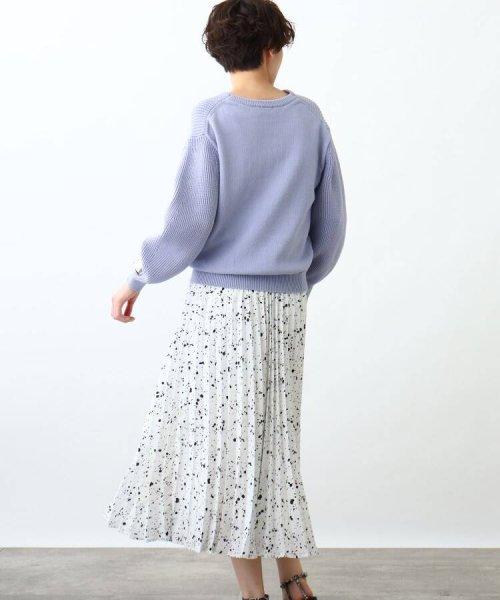 【2点セット/洗える】Vネックニット＆プリーツスカート セットアップ