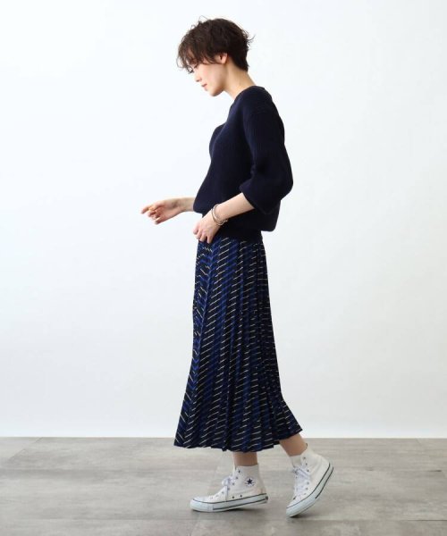 【2点セット/洗える】Vネックニット＆プリーツスカート セットアップ
