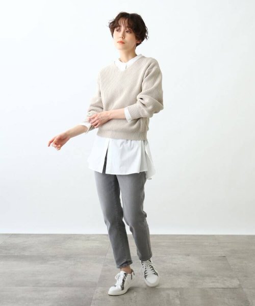 【2点セット/洗える】Vネックニット＆プリーツスカート セットアップ