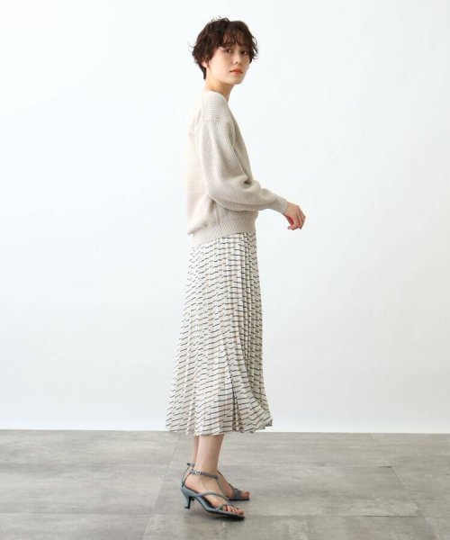 【2点セット/洗える】Vネックニット＆プリーツスカート セットアップ