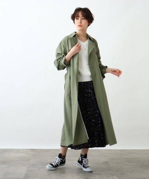 【2点セット/洗える】Vネックニット＆プリーツスカート セットアップ