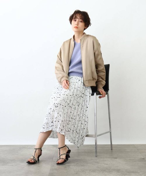 【2点セット/洗える】Vネックニット＆プリーツスカート セットアップ
