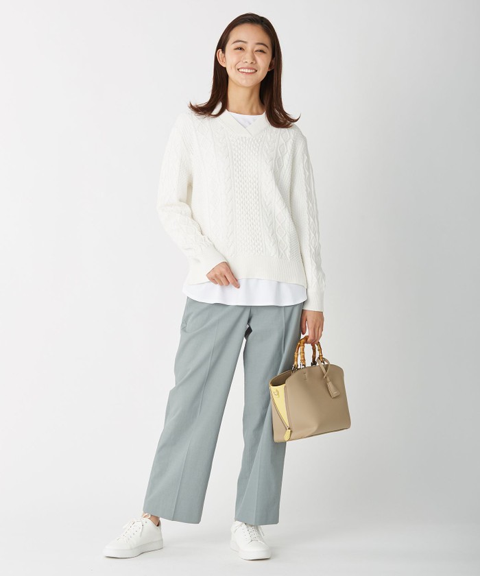 セール 40%OFF】【洗える】ギザマーセライズコットン Vネック ニット