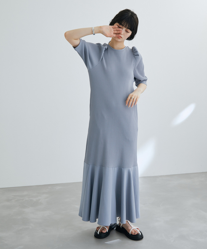 送料込 ADAM ET ROPE' マーメイドコンビワンピース F アダムエロペ 一部直営店舗・WEB限定】マーメイドコンビワンピース(504527838