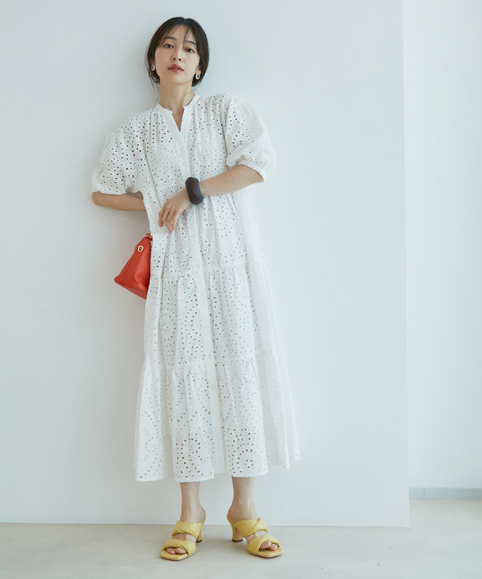 セール 30%OFF】エンブロイダリーレースティアードワンピース