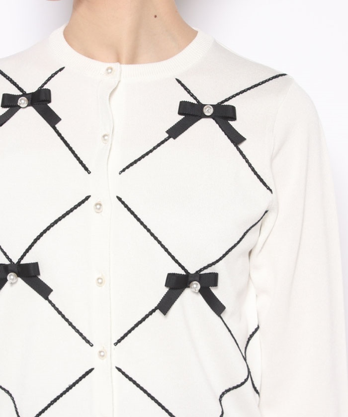 セール 50%OFF】【LOULOU WILLOUGHBY】リボンアーガイルカーディガン