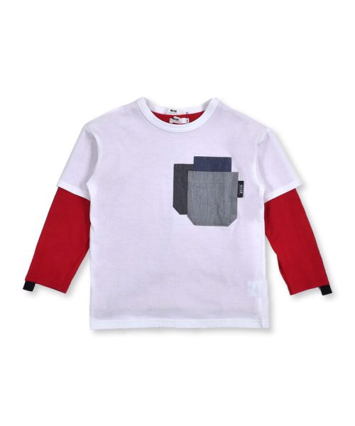 セールダンガリー ポケット Tシャツ + 袖 テープ ロング Tシャツ セット (10(504528471)  ワスク(WASK) - d  fashion