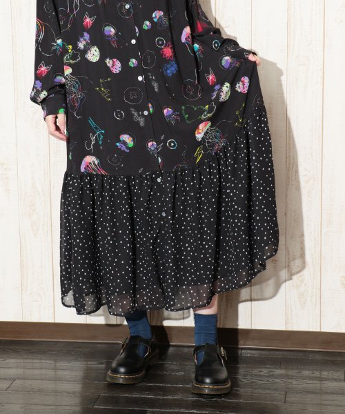 クーポン クラゲ柄シャツワンピース スカラー Scolar D Fashion