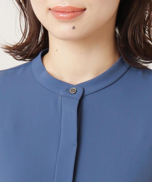 テネルジョーゼット バンドカラーブラウス【洗える】