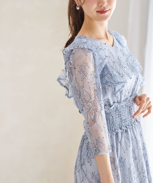 フリル付きウエストシャーリングチュールレースワンピース トッコクローゼット Tocco Closet D Fashion