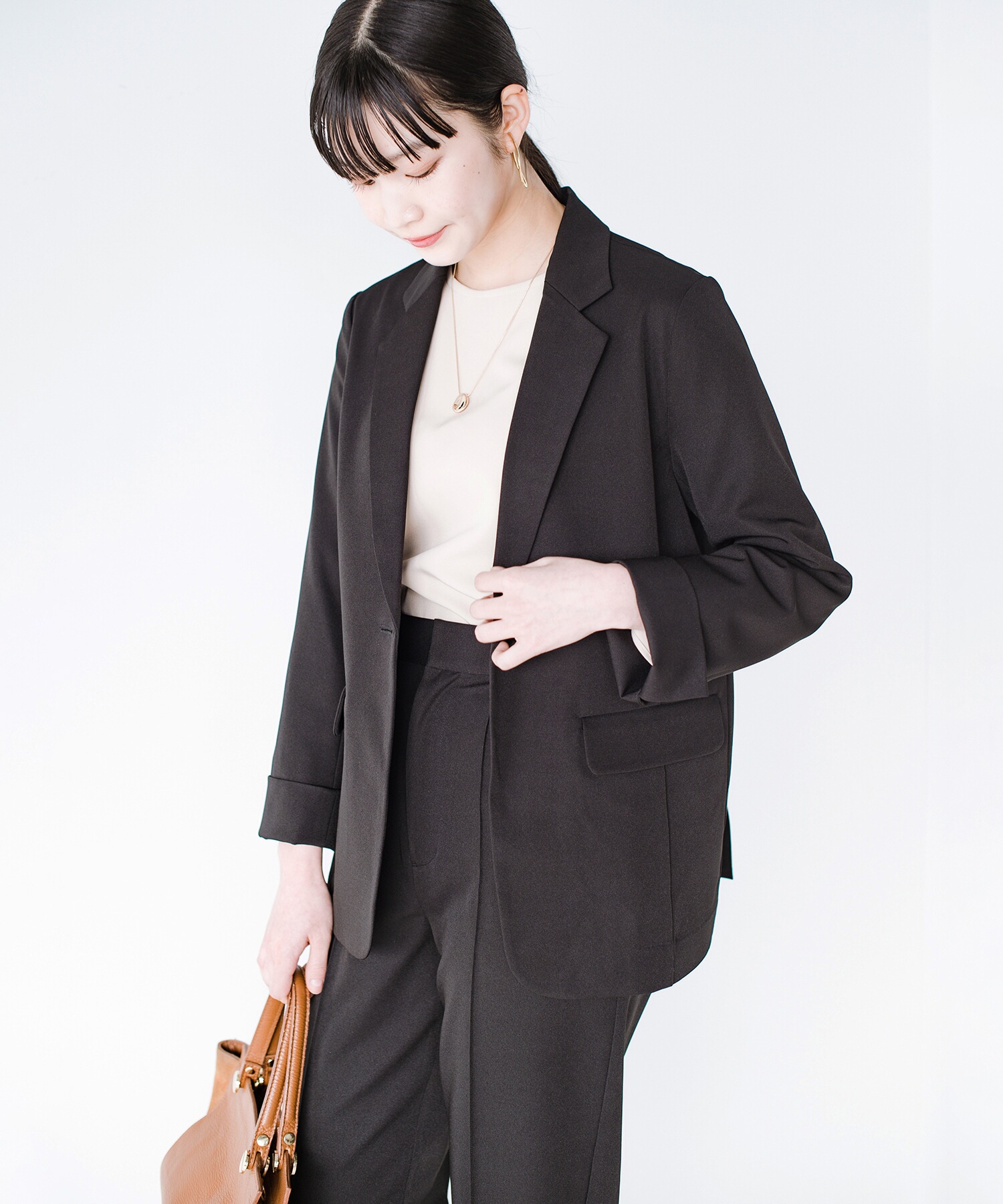 haco スーツ セットアップ パンツL ジャケットM ベージュ