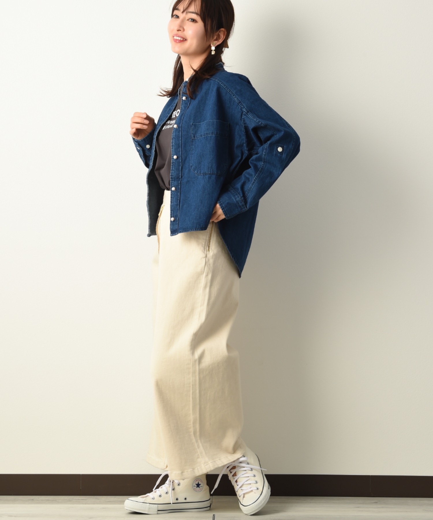 フロントジップデニム フロントジップ デニム フロントジップデニムパンツ/earth music&ecology（アース