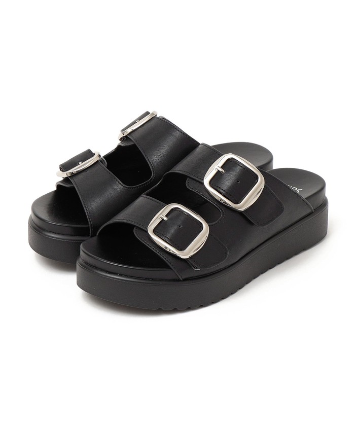 関税送料込★DSQUARED2 スエード ダブルバックルサンダル DSQUARED2♡ ブラックスエード ダブルバックルサンダル (D