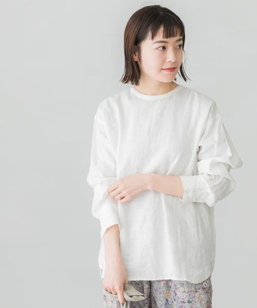 新品タグ付き かぐれ シャツ ブラウス リネンクルーネックプルオーバー
