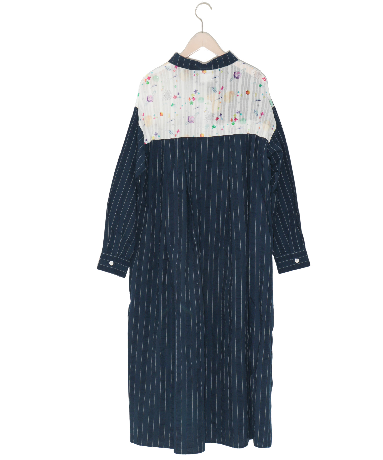 花柄×ストライプ切替シャツワンピース(504543383) | スカラー 花柄×ストライプ切替シャツワンピース(504543383) | スカラー