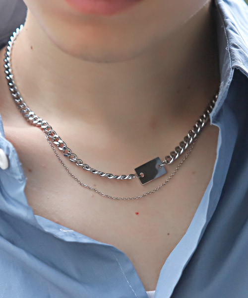 モチーフダブルチェーンネックレス/ネックレス メンズ アクセサリー
