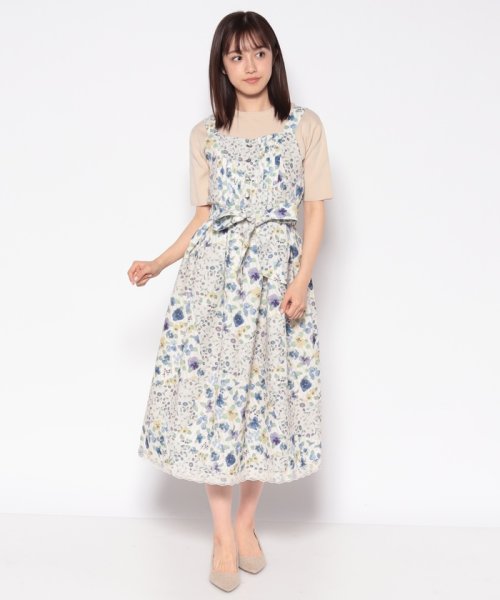 クーポン セール 33 Off パッチワークパンジー柄ジャンパースカート アクシーズファム Axes Femme D Fashion