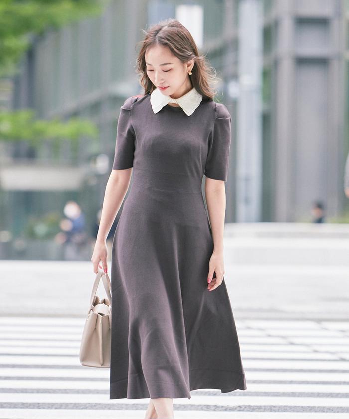 セール 50%OFF】クラシカルレイヤーカラーニットワンピース セール 50%OFF】クラシカルレイヤーカラーニットワンピース