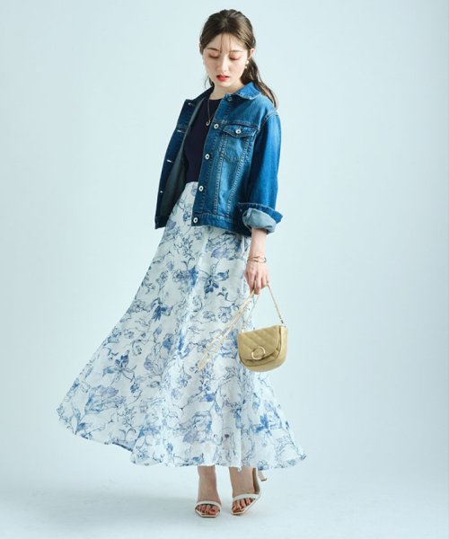 【美人百花4月号掲載】ドローイングフラワープリントドッキングワンピース