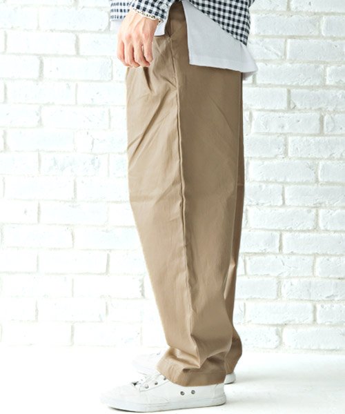 セール ワイドテーパードパンツ ワイドパンツ メンズ テーパード ロング丈 ラグスタイル Luxstyle D Fashion