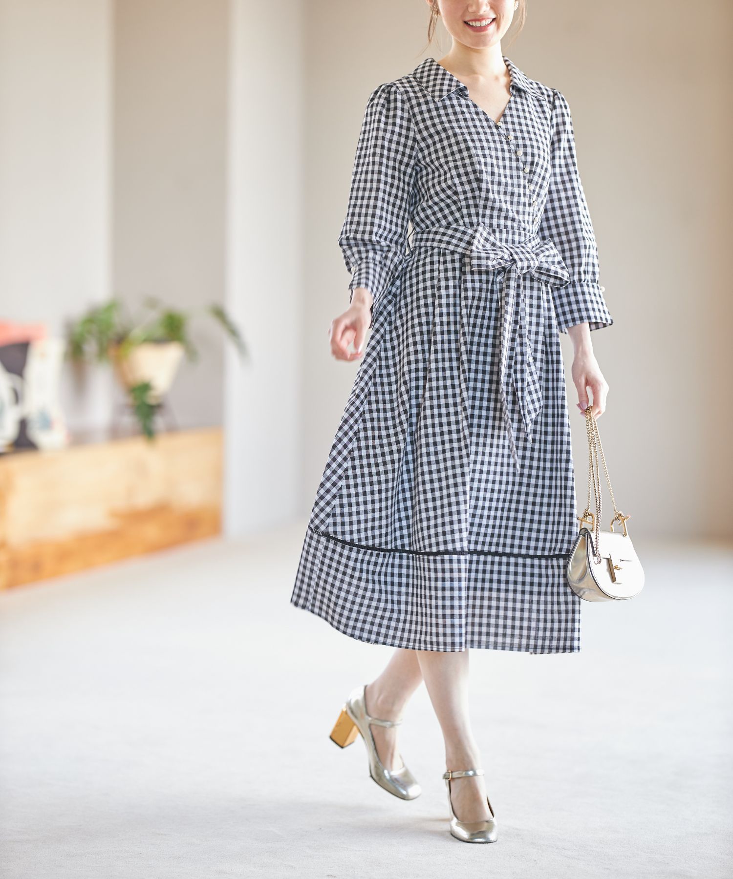 美品　ヴェリテクール　ギンガムチェック　カシュクール　チュニック　羽織 美品 ヴェリテクール ギンガムチェック カシュクール チュニック