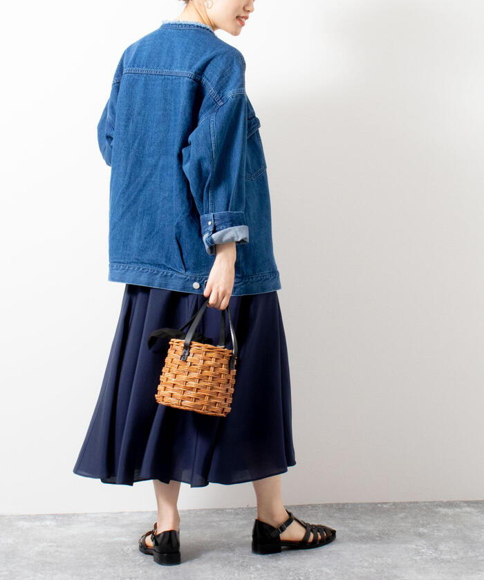新品！　ノーリーズソフィー　シアーローンフレアスカート　サックス　34サイズ ノーリーズソフィー NOLLEY'S sophi 《セットアップ対応》シアー