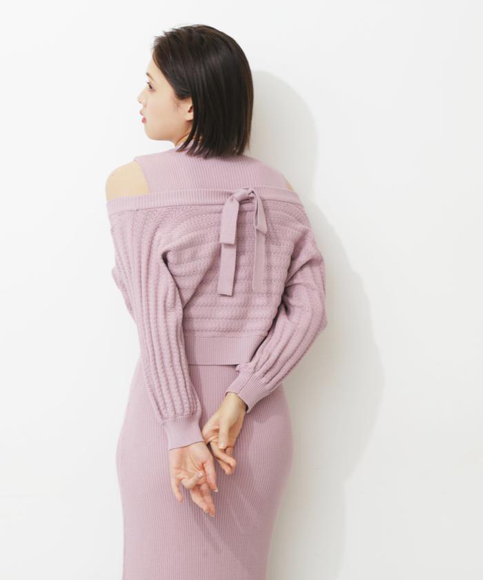 JILL by JILL STUART｜シアーギャザースリーブニットワンピース