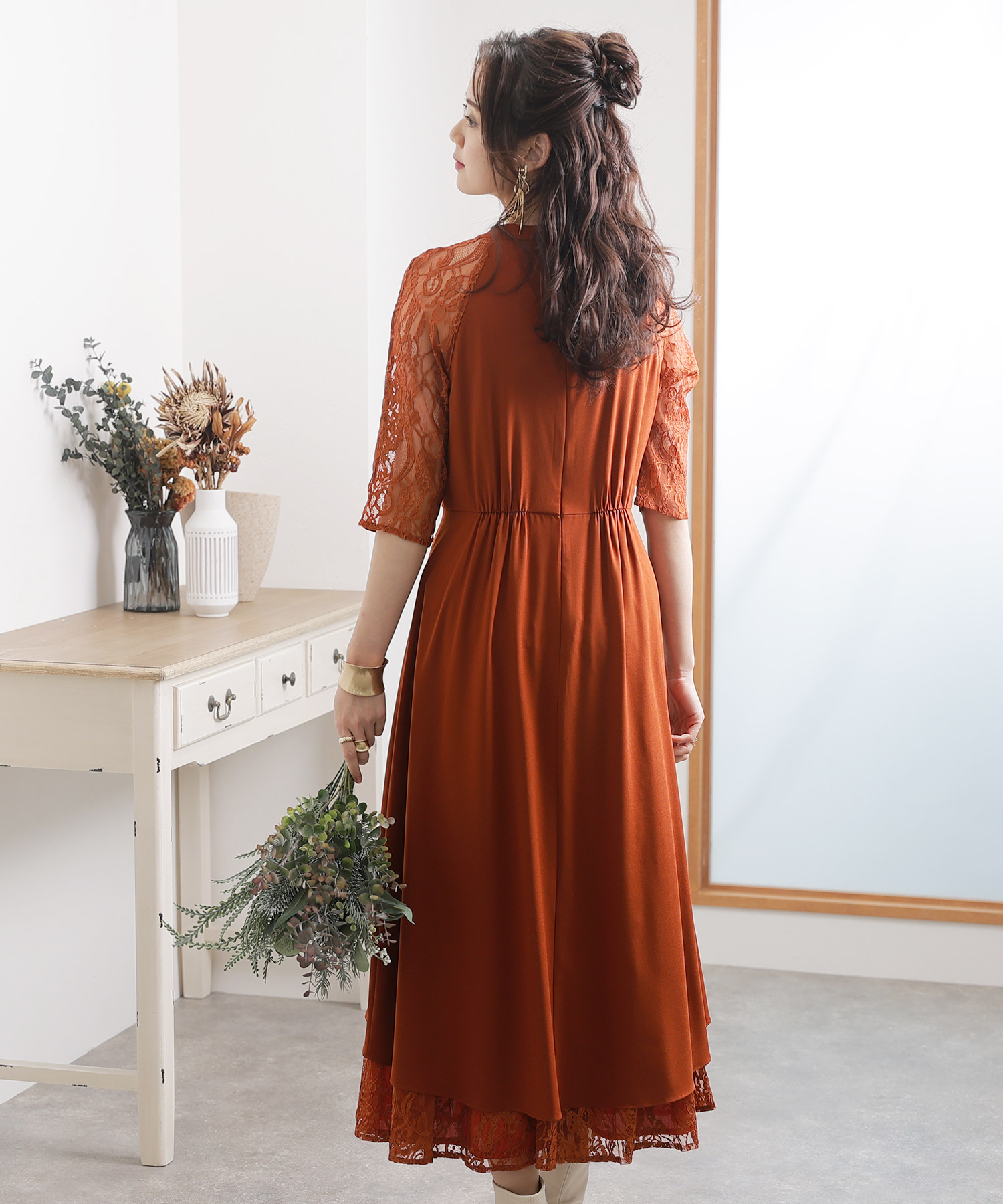 アンデミュウ　結婚式　お呼ばれドレス　オレンジ B-02442 orange 9-13T – Dress & Bridal Attendant PUR