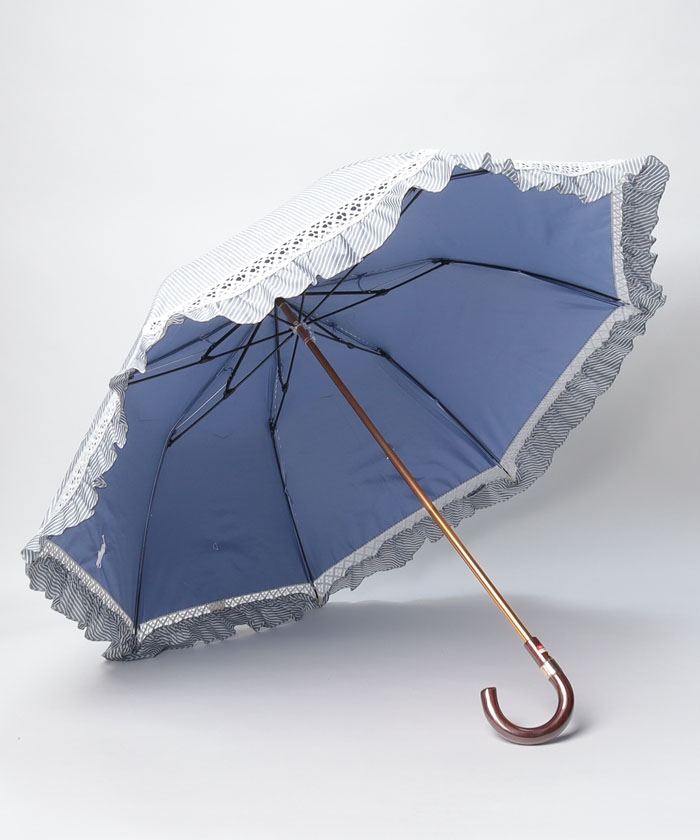 晴雨兼用折りたたみ日傘 ”ストライプ フリル”(504550604) | ポロラルフ 