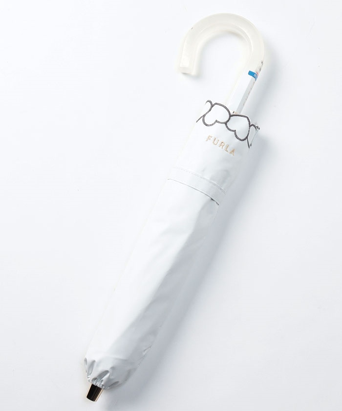 未使用 FURLA フルラ 婦人折りたたみ傘 日傘 晴雨兼用 ハート ロゴ刺繍 フルラ FURLA 晴雨兼用折りたたみ日傘 ”ハート刺繍”(504490402