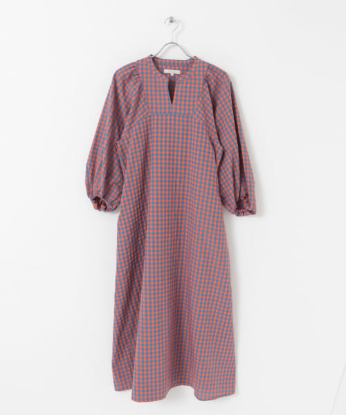 ANAYI チェックスキッパー ワンピース セール】 シフォンコンビスキッパー衿 ワンピース （ロング