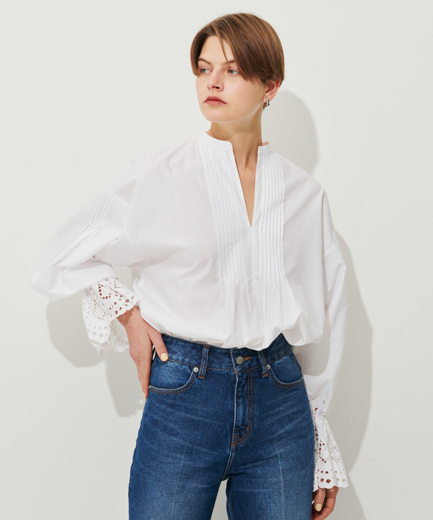 カットワークスリーブブラウス(504556521) | ノーク(NORC) - d fashion 売り直営 ノーク カットワークスリーブブラウス シャツ/ブラウス(七分/長袖)