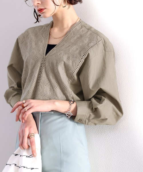 美品♪ルルウィルビー 半袖ブラウス エンブロイダリー 刺繍 2