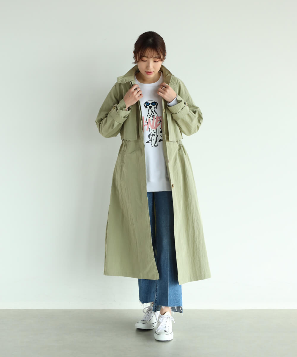 vin クリスピースタンドコート　ナイロン スプリングコート SPRING STAND COLLAR TRENCH CT/スプリングスタンドカラー