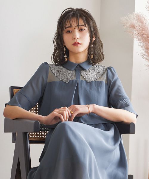 クーポン】【セール30%OFF】ニアナ niana 付け襟風ダブルカラー