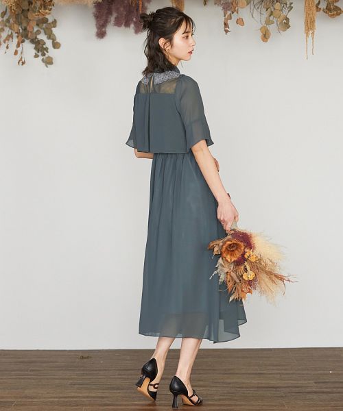 niana ドレス セール30%OFF】ニアナ niana 付け襟風ダブルカラーシフォン