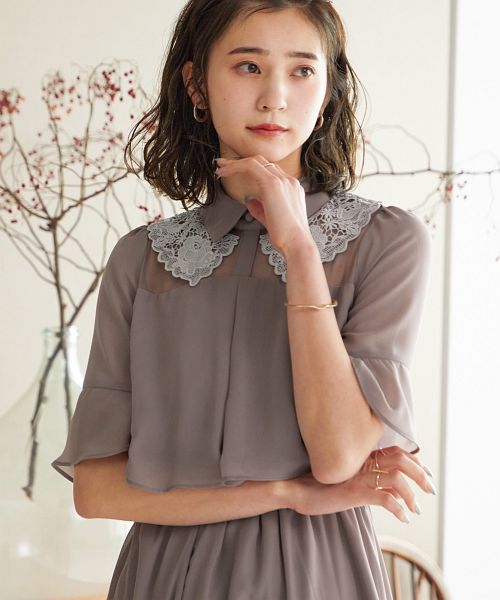 セール30%OFF】ニアナ niana 付け襟風ダブルカラーシフォン