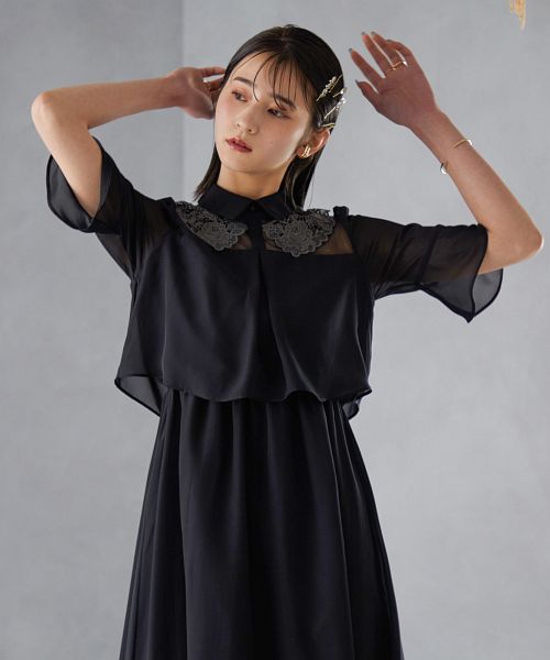【お気にいる】 セール30%OFF】ニアナ niana 付け襟風ダブルカラーシフォン スーツ・フォーマル・ドレス