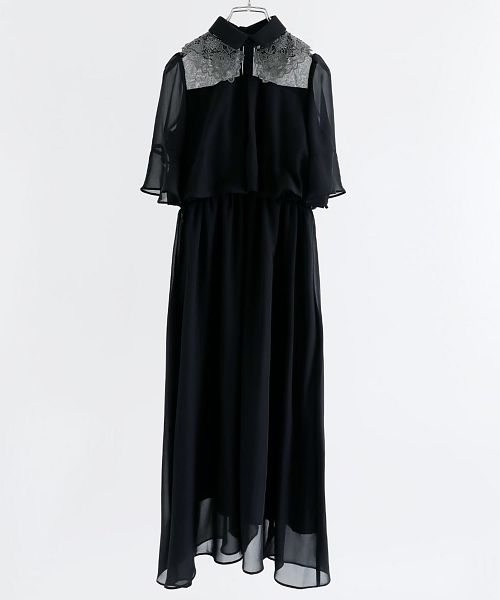 niana ドレス セール30%OFF】ニアナ niana 付け襟風ダブルカラーシフォン
