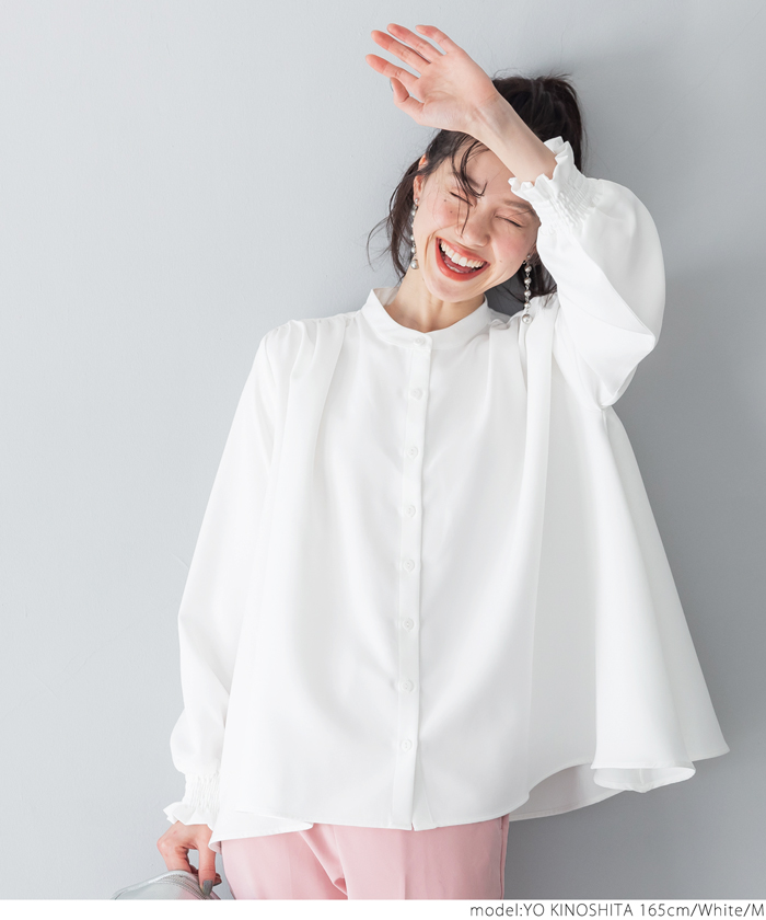 resil バックラインブラウス セール 60%OFF】バックギャザーAラインブラウス(504509066
