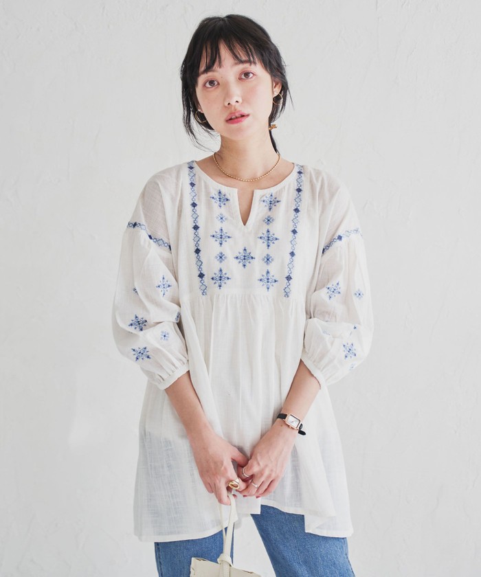 セール 32%OFF】インドコットン刺繍チュニック(504563968 セール 32%OFF】インドコットン刺繍チュニック(504563968