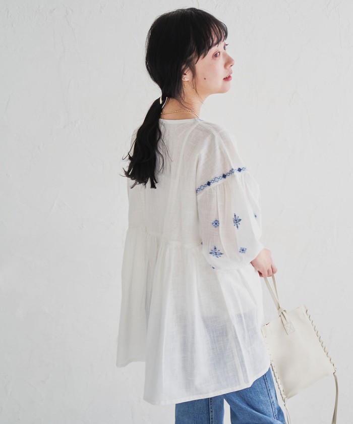 セール 32%OFF】インドコットン刺繍チュニック(504563968 セール 32%OFF】インドコットン刺繍チュニック(504563968