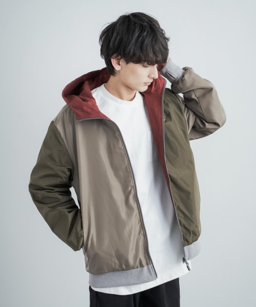 ジャケット リバーシブル ライトアウター メンズ レディース アウトドア タウンユース キャンプ スプリング 春 2way マウンテンパーカー ウインドブレーカ ロッキーモンロー Rocky Monroe D Fashion