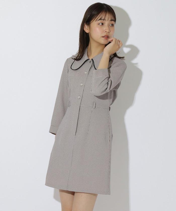 セール】チェック柄襟付きミニシャツワンピース(504565794