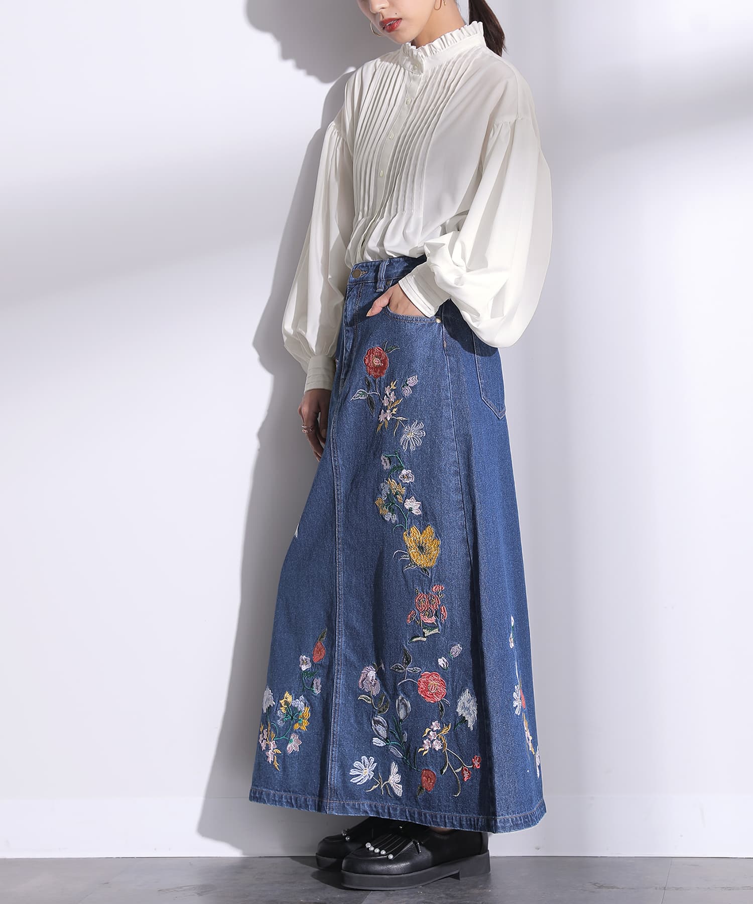 花柄刺繍デニムスカート』(504566297) | オシャレウォーカー ...