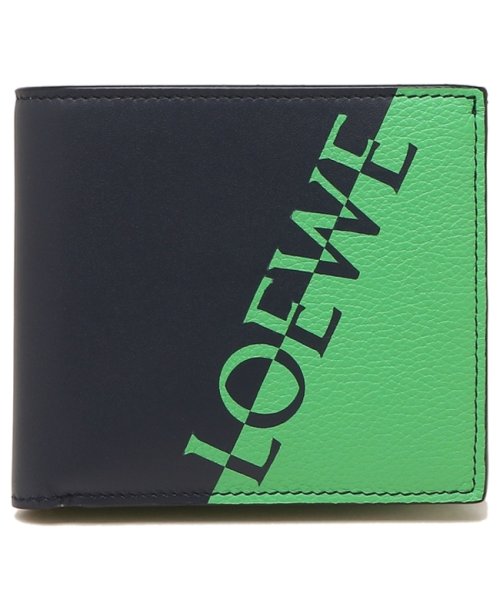 セール ロエベ 二つ折り財布 シグネチャー ネイビー グリーン メンズ Loewe Cx01 57 ロエベ Loewe D Fashion