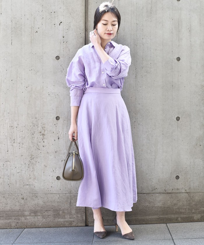 セール 70%OFF】〈手洗い可能〉 サフィラン リネン フレア
